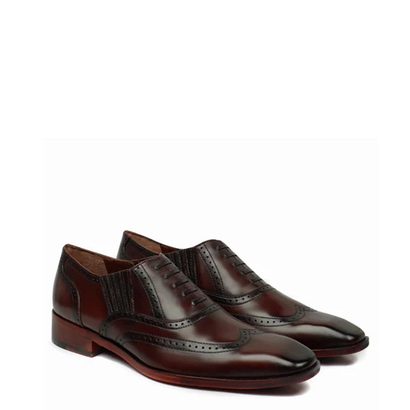 Leather Square Toe Lace-Up Oxford Black Grey Shoe