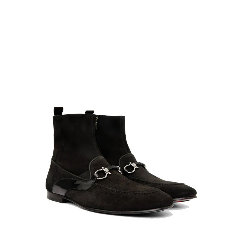 Black Bit Zip-Up Dress Men Boot