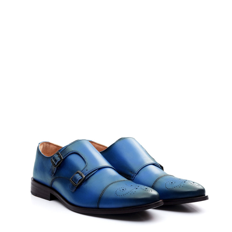 Premium ToeCap Double Monk Strap Tan Leather Shoe