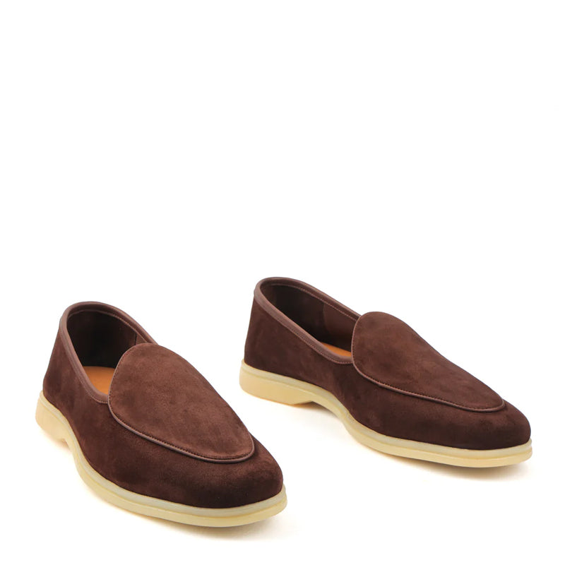 Suede Leather Solid Brown Loafer For Men