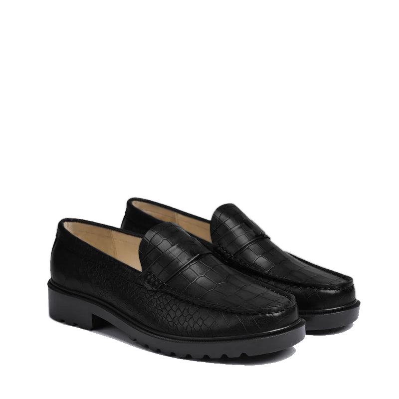 Men's Round Toe Croc Loafers