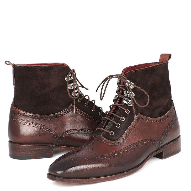 Men Suede Leather High Wingtip Ankle Boot