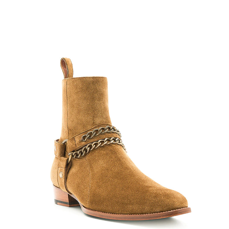 Italian Suede Leather Boots With Chain