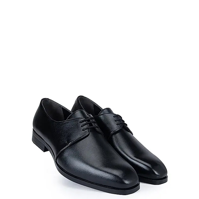 Plain Solid Leather Lace-Up Formal Derby Shoe