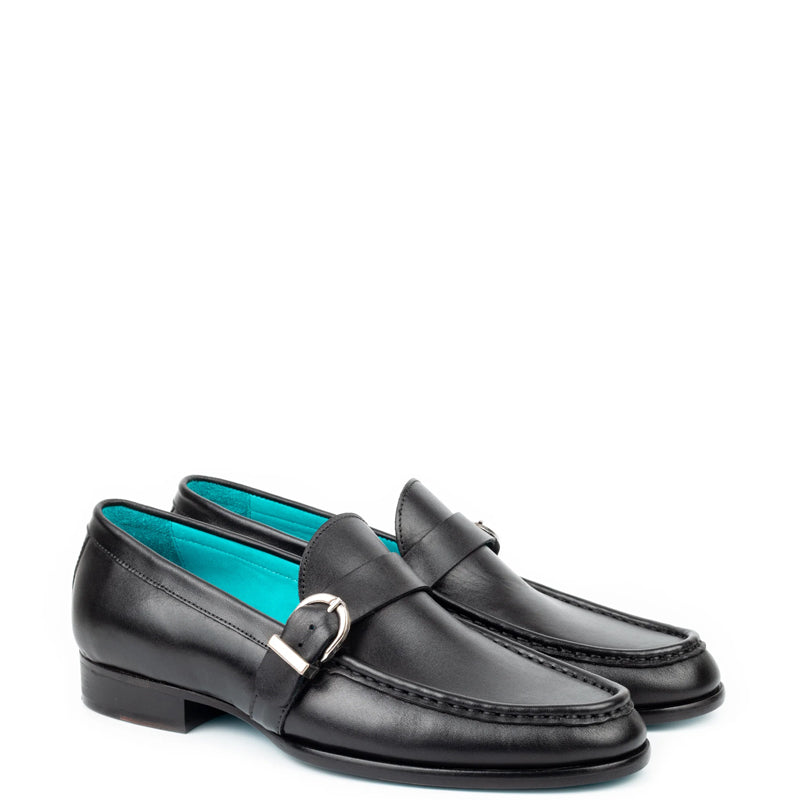 Polished Leather Single MonkStraps Black Loafer
