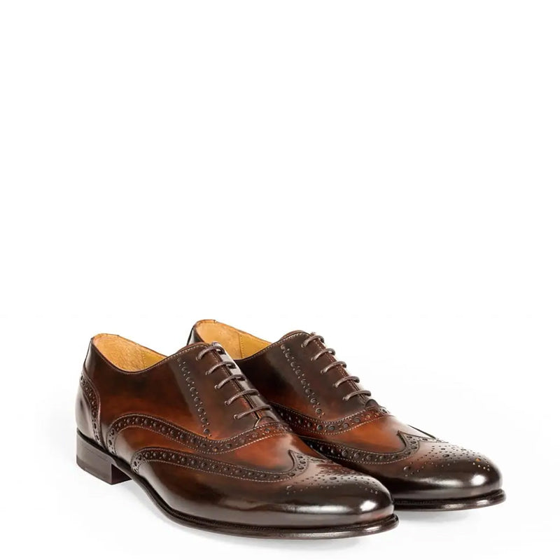 Wingtip Shiny Leather Oxford Tan Brown Shoe