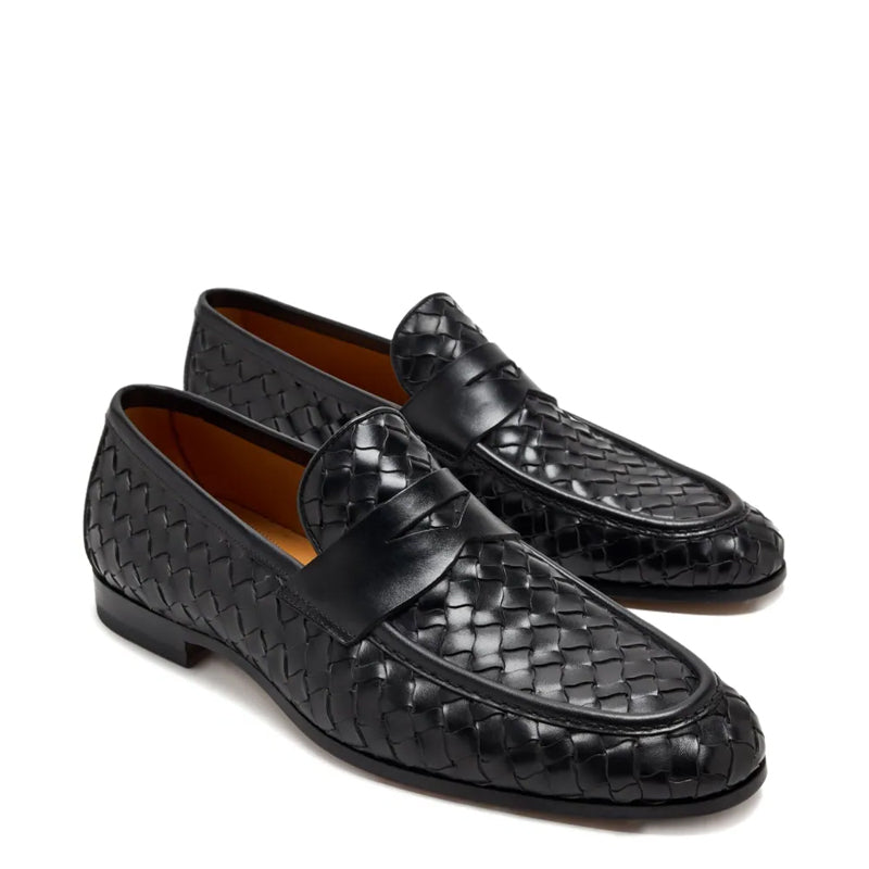 Burgundy Woven Texture Leather Loafer for Men