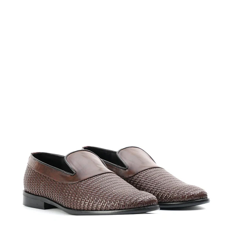 Woven Slip On Leather Loafer For Men