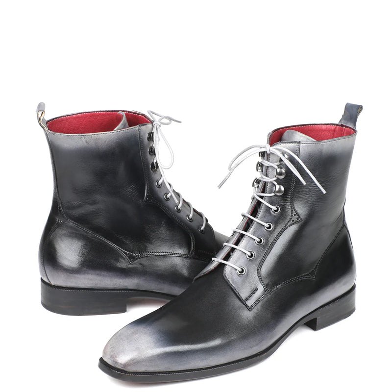 Premium Plain Toe Lace-Up Leather Ankle Boot