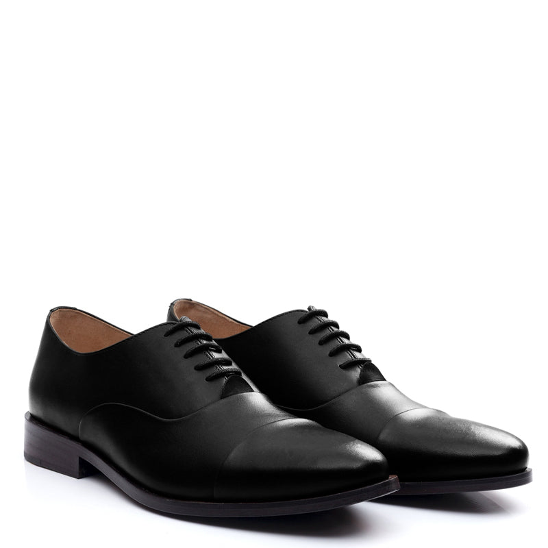 Men Captoe Polished Leather Plain Oxford Shoe
