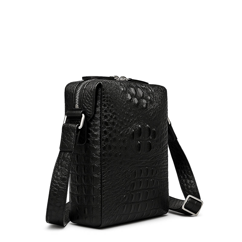 Men's Italian Crocodile Leather Blue Side Bag
