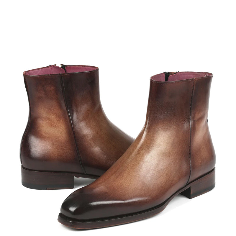 Pure Solid Leather Handmade Side Zipper Boots