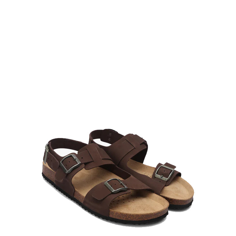 Back Strap Leather Comfort Black Sandal