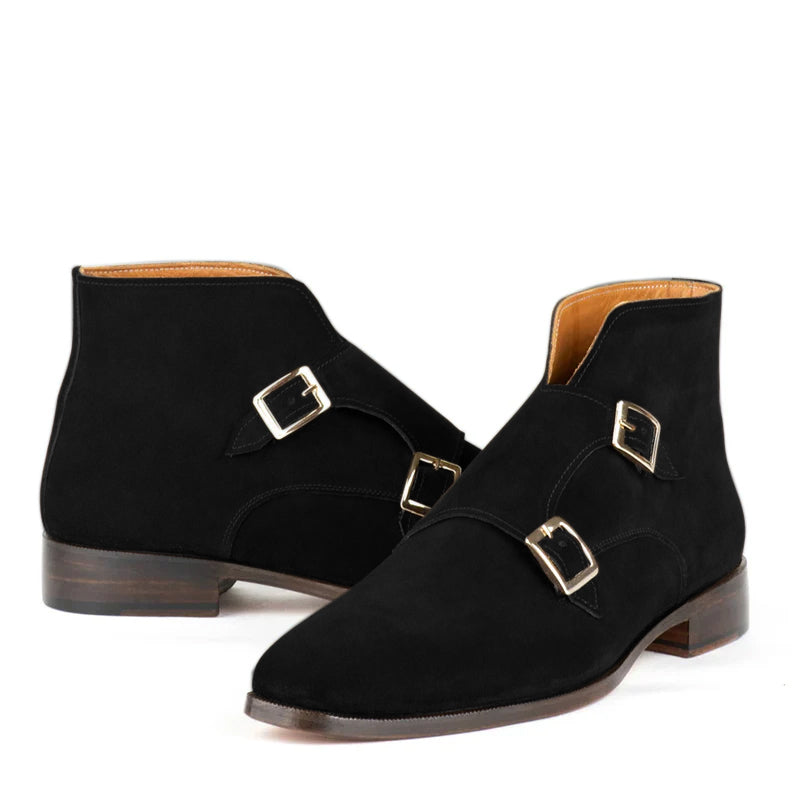 Classic Suede Leather Double Monkstraps Ankle Boot