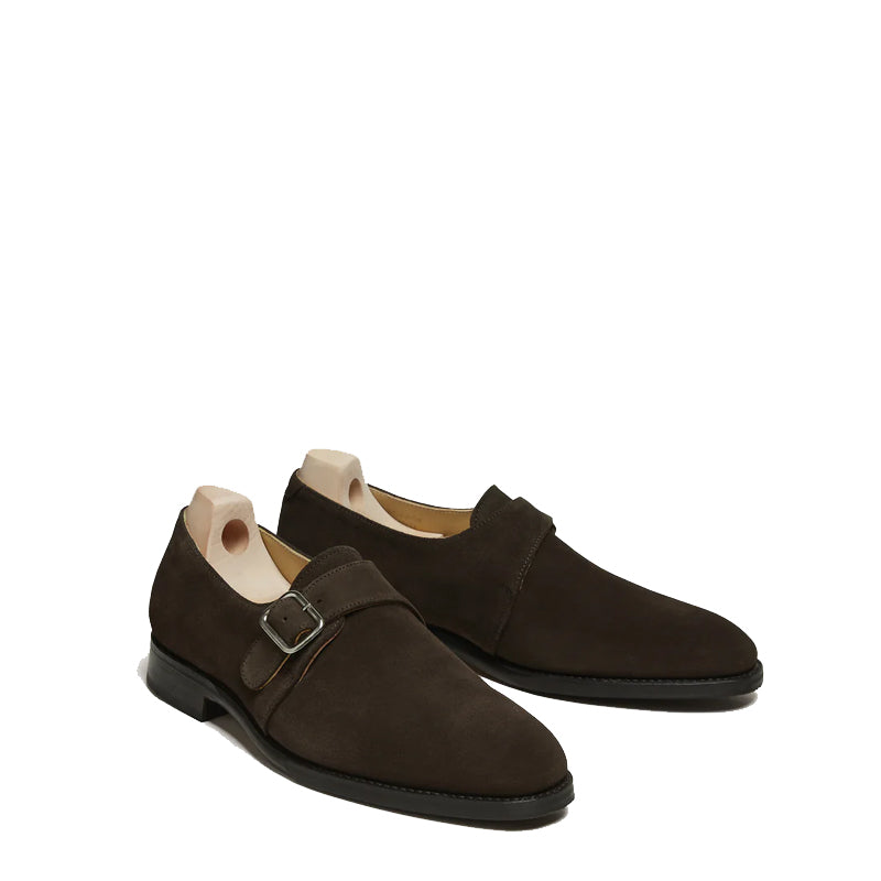 Men s Handcrafted Suede Single Strap Monk Shoe