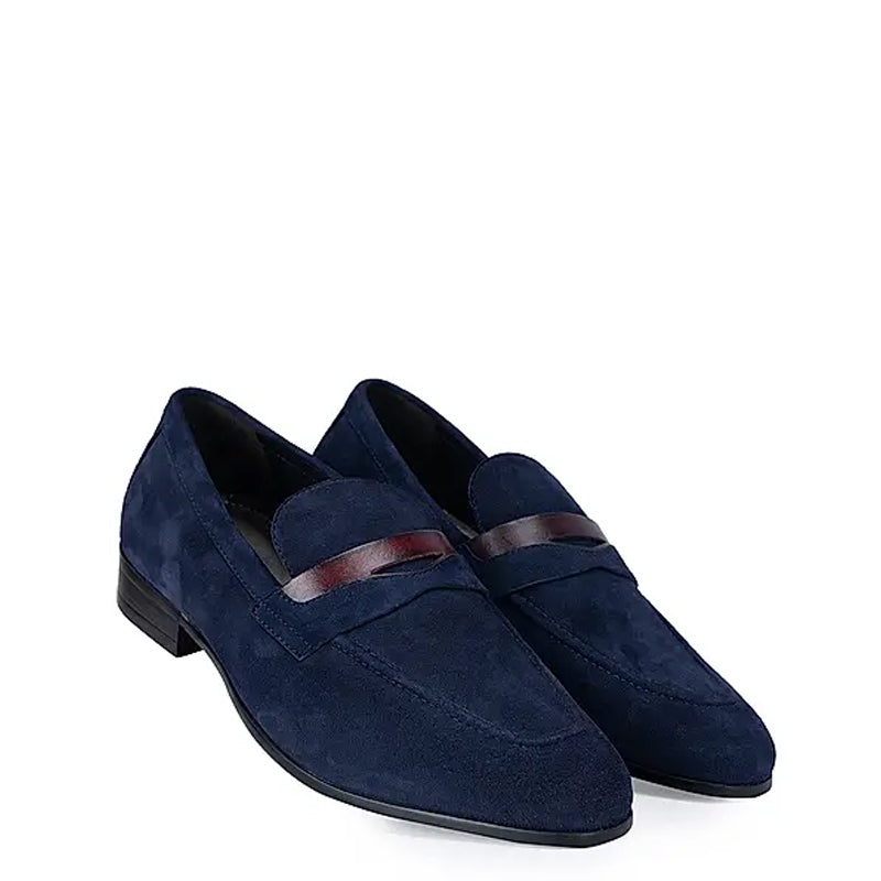Classic Suede Penny Leather Formal Burgundy Loafer