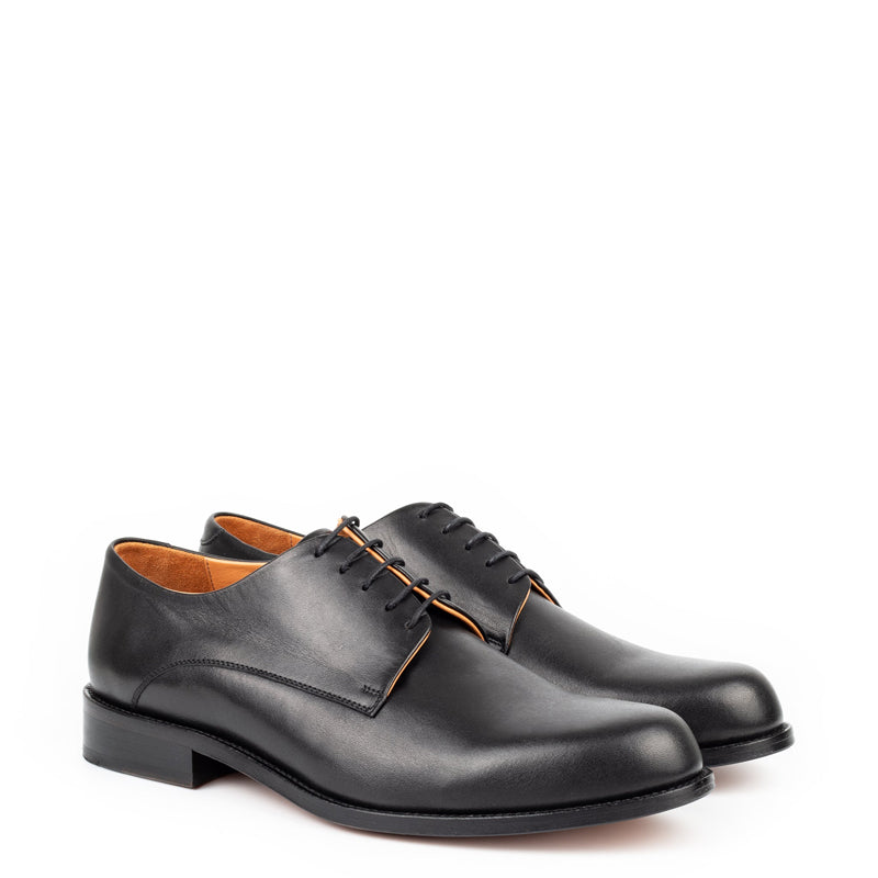 Polished Plain Italian Leather Derby Shoe