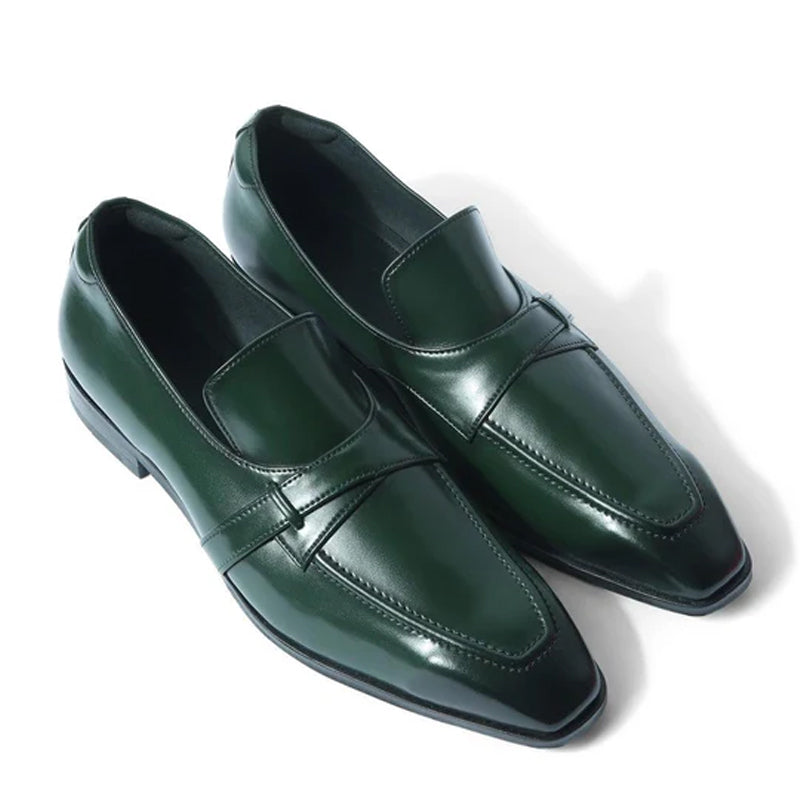 Classic Design Polished Shiny Leather Blue Loafer