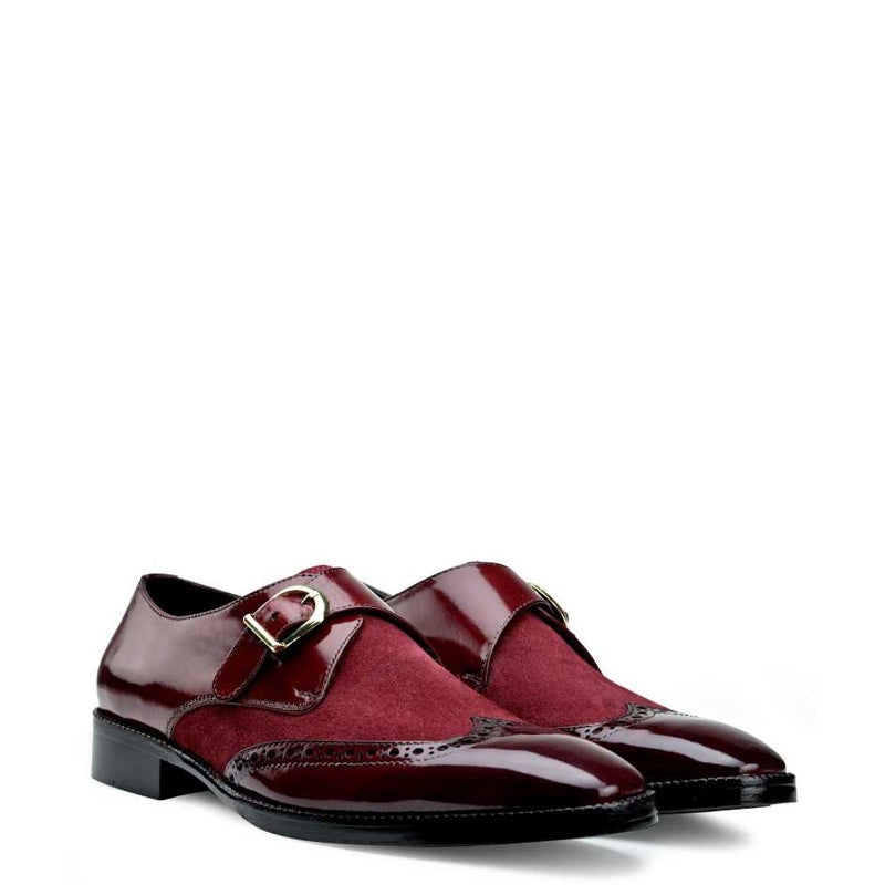Suede Shiny Leather Monksrtaps Shoe