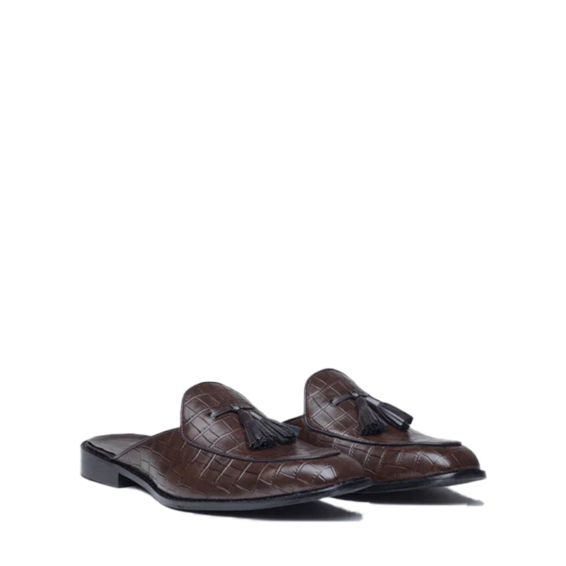 Croco Slip-On Leather Mule