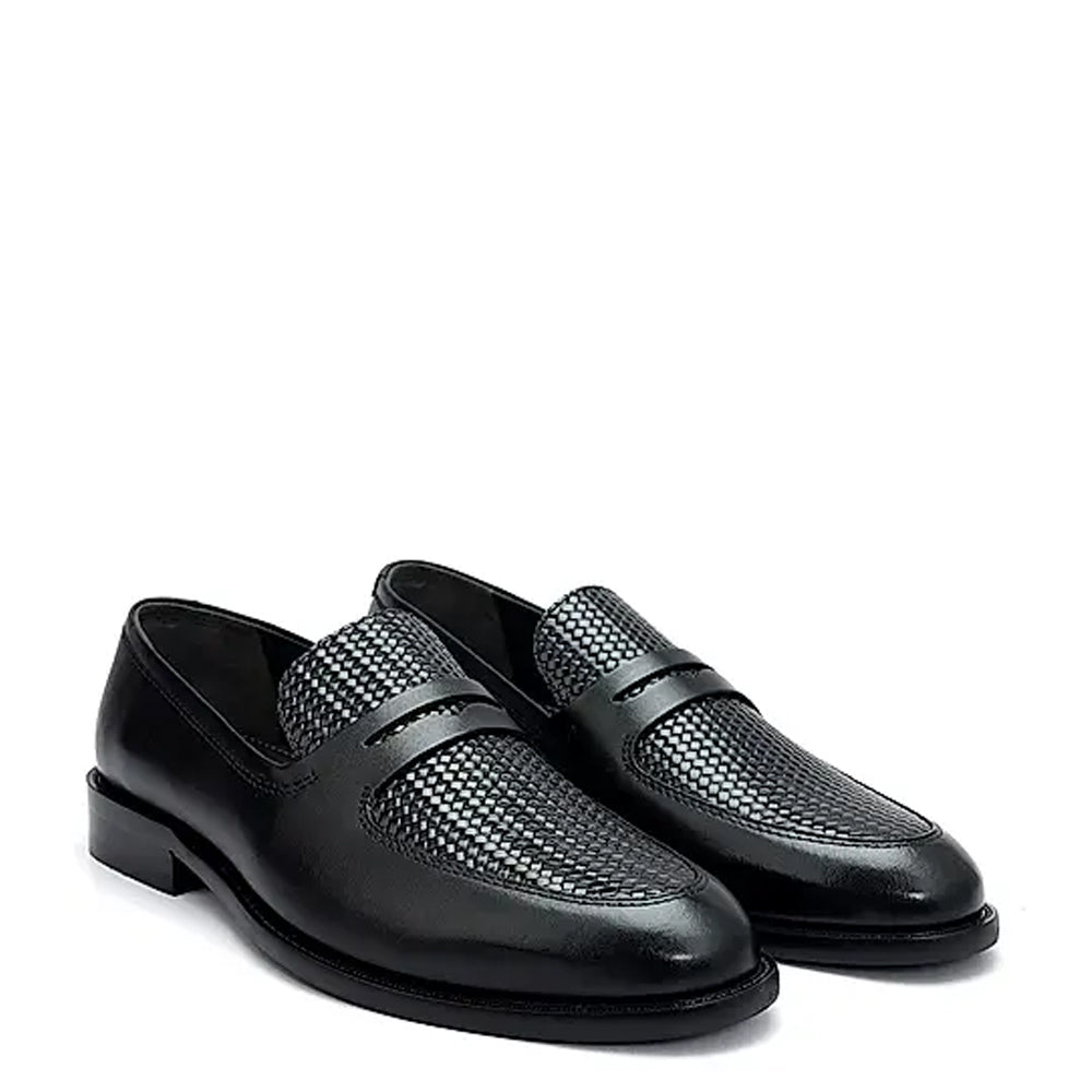 Men Textured Leather Stylish Penny Brown Loafer