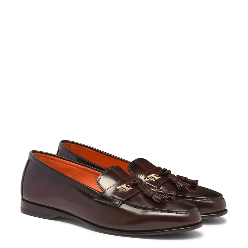 Polished Leather Tassel Loafer For Men
