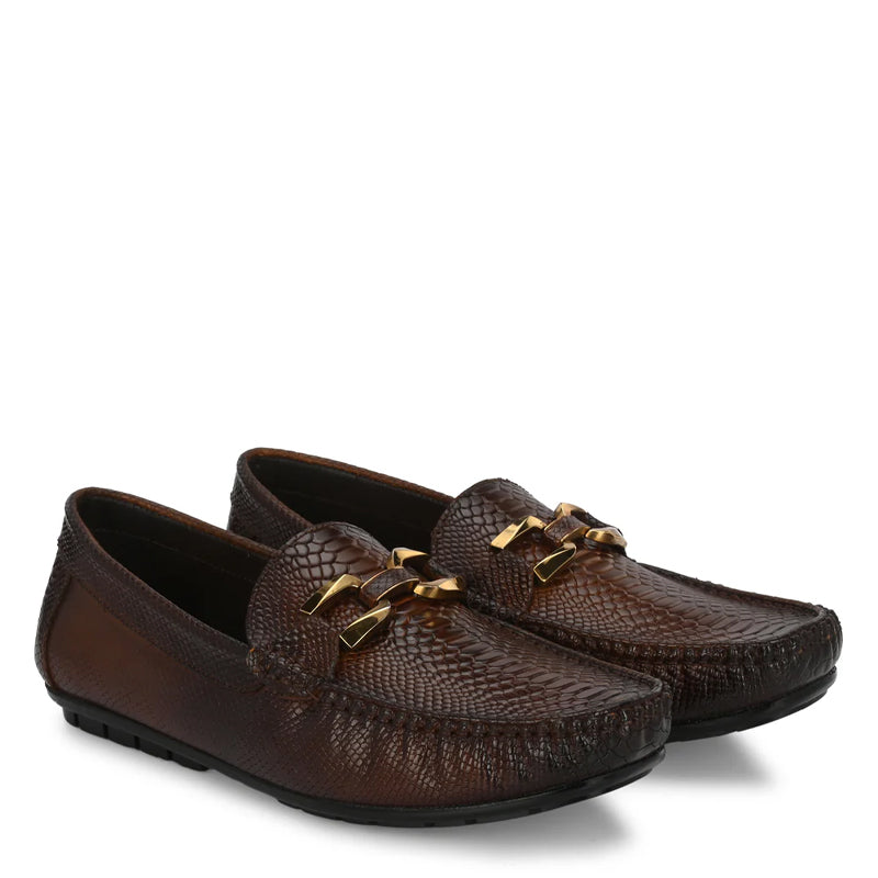 Premium Leather Buckled Brown Loafer For Men