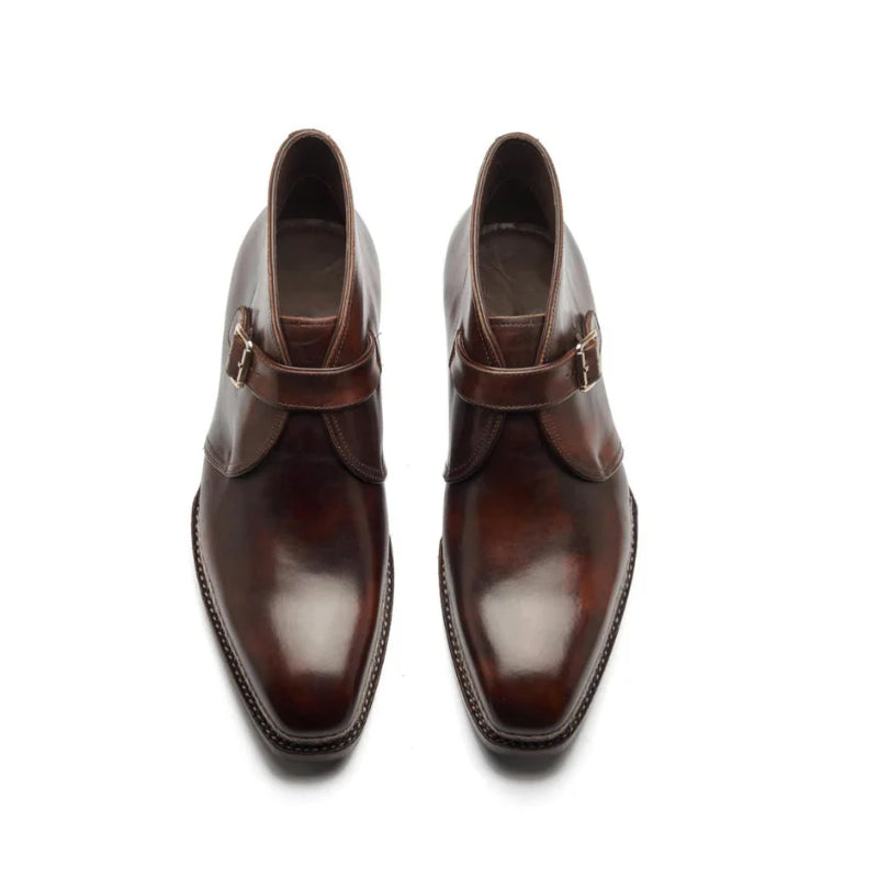 Premium Leather Single Monk Chukkas Boot
