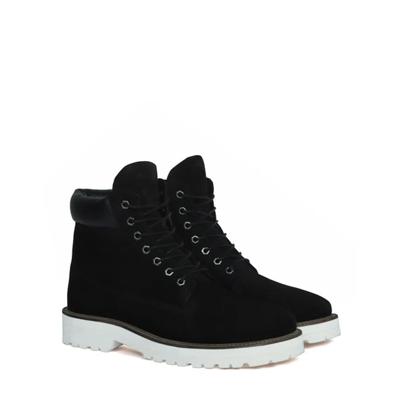 Suede Leather Lace-Up Biker Beige Boot