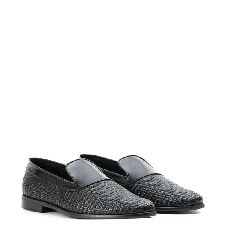 Woven Slip On Leather Loafer For Men