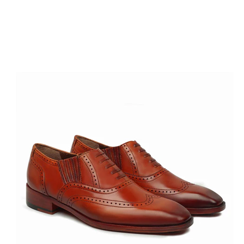 Leather Square Toe Lace-Up Oxford Dark Brown Shoe