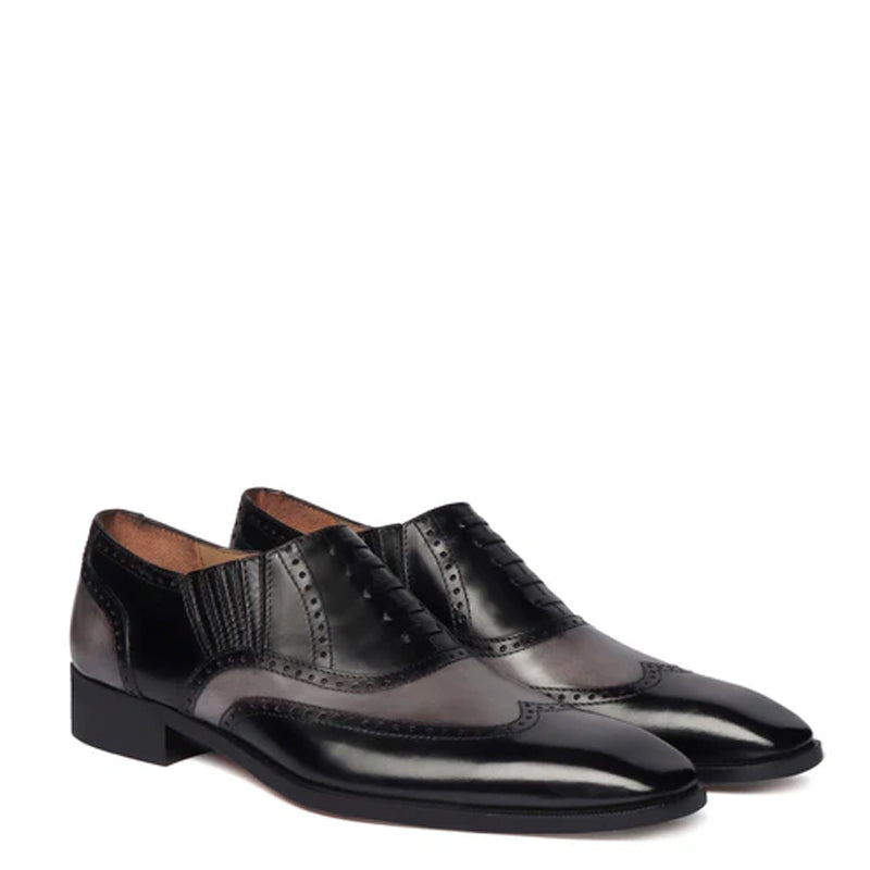Leather Square Toe Lace-Up Oxford Olive Shoe