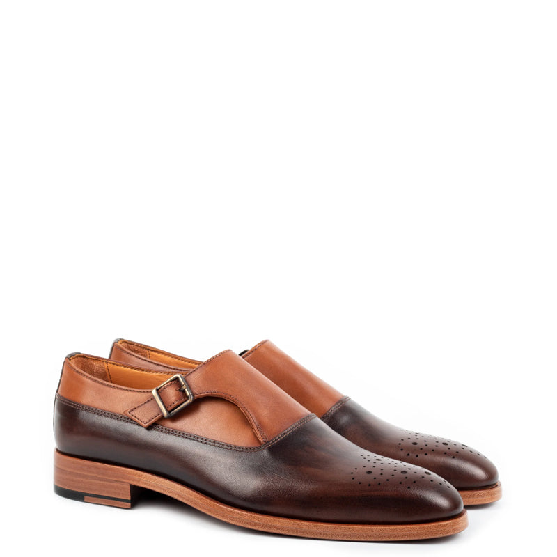 Danube Leather Single Monk Strap Shoe Tan and