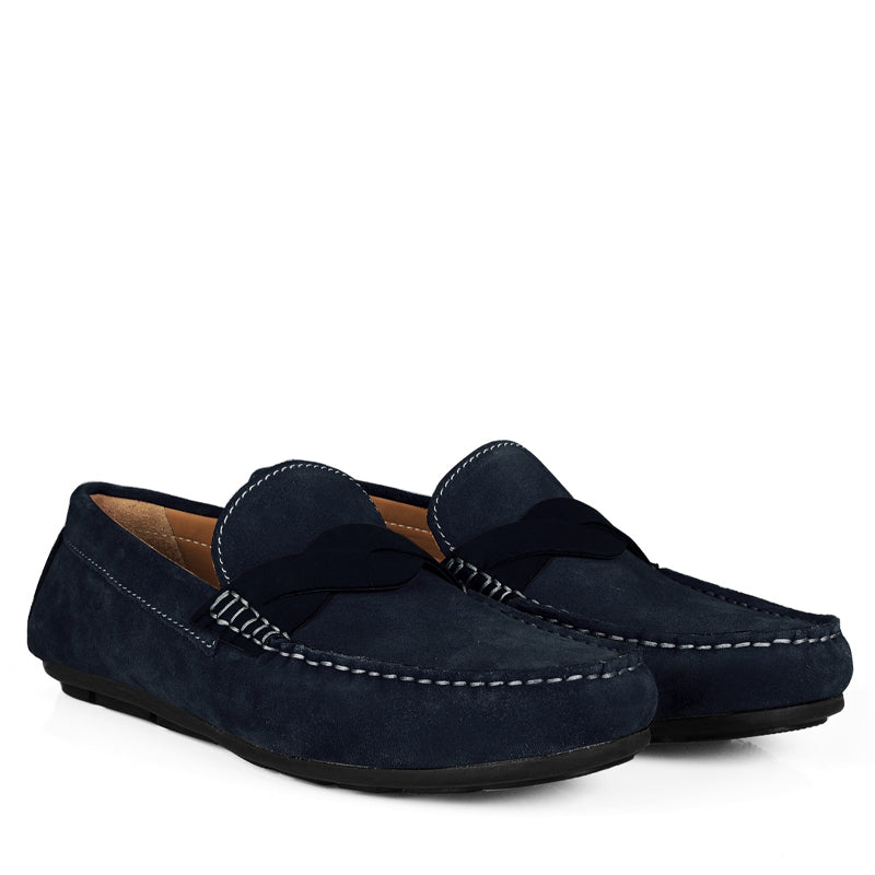 Penny Suede Cross Strap Leather Burgundy Loafer