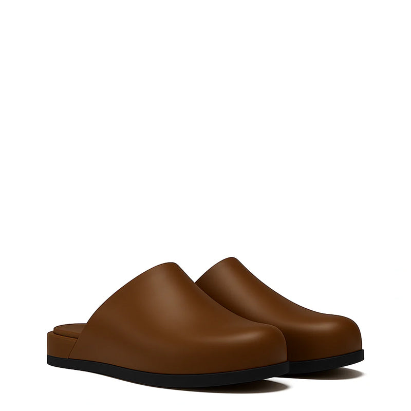 Brown Leather Men Mule