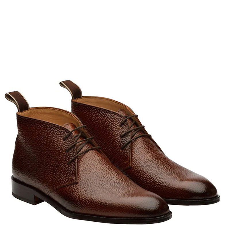 Handmade Solid Leather Grain Chukkas Boot