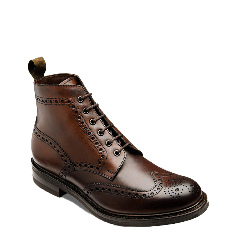 Leather Lace-Up Wingtip High Ankle Black Boot