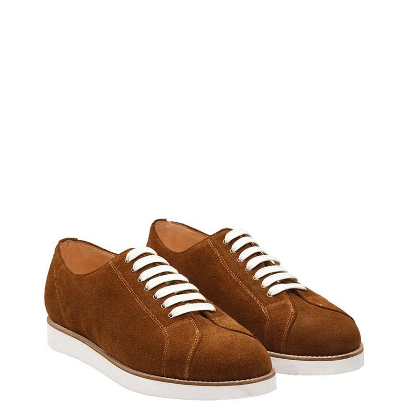 Classic Handmade Suede Lace-Up Tan Sneaker