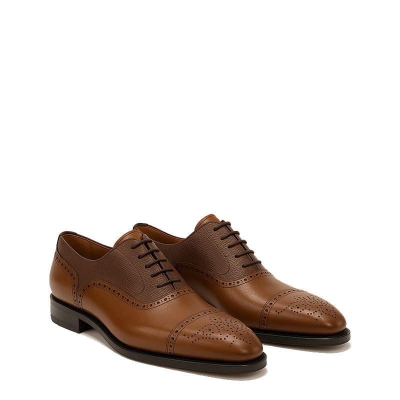 Premium Leather Lace Up Dual Textured Oxford Shoes