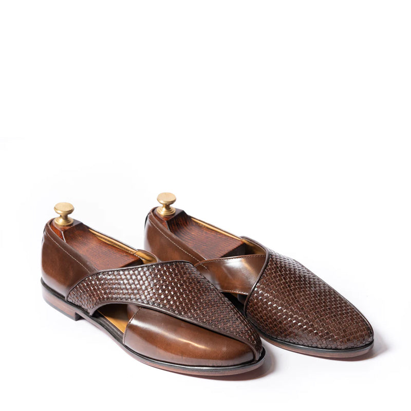Woven Shiny Leather Breave Peshawari Sandal