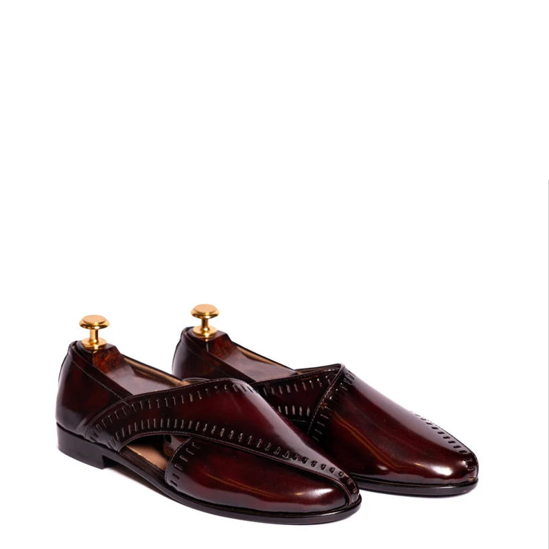 Classic Design Cross Strap Peshawari Cherry Sandal