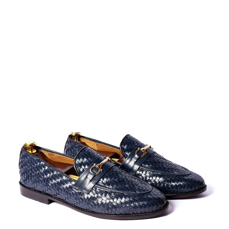 Pure Woven Leather Horsebit Buckled Loafer