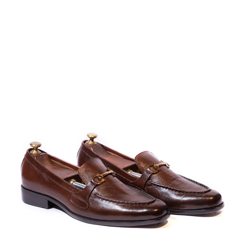 Polished Shiny Leather Horsebit Buckled Loafer