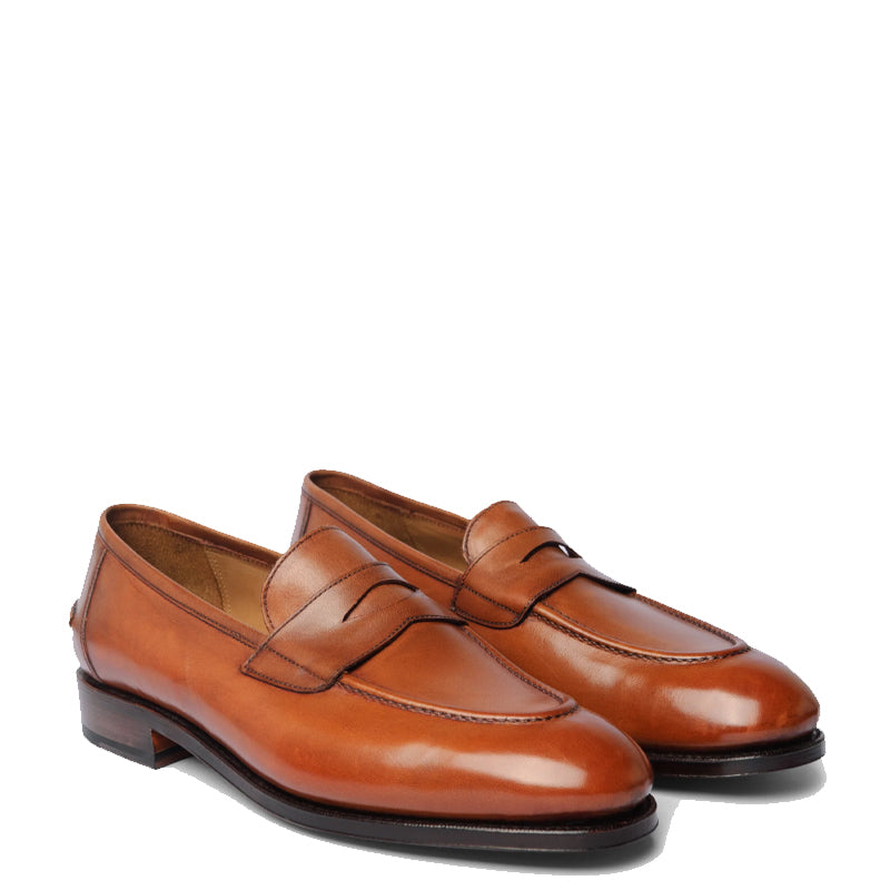 Plain Polished Leather Penny Burgundy Loafer For Men