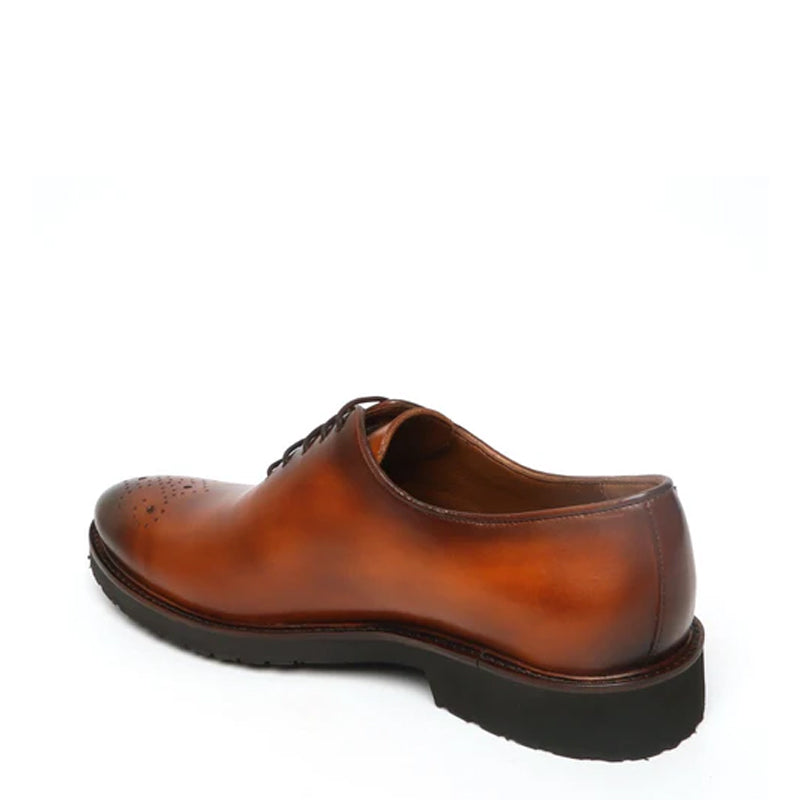 Men Wholecut Lace UP Leather Oxford Tan Brown Shoe