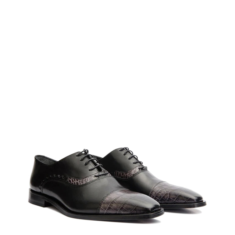 Black Single Brogue Cap Toe Men s Shoe