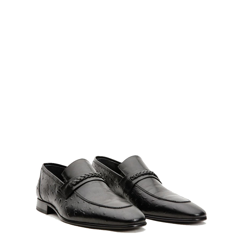 Black Leather Dress Loafer Men Shoe