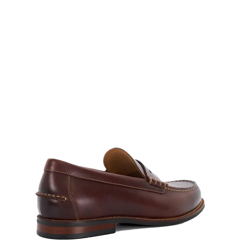 Leather Penny Trim Black Loafer For Men