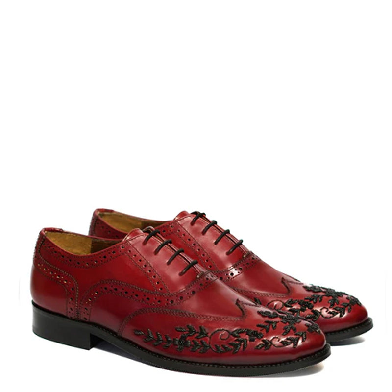 Leather Lace Up Wingtip Shoes For Men