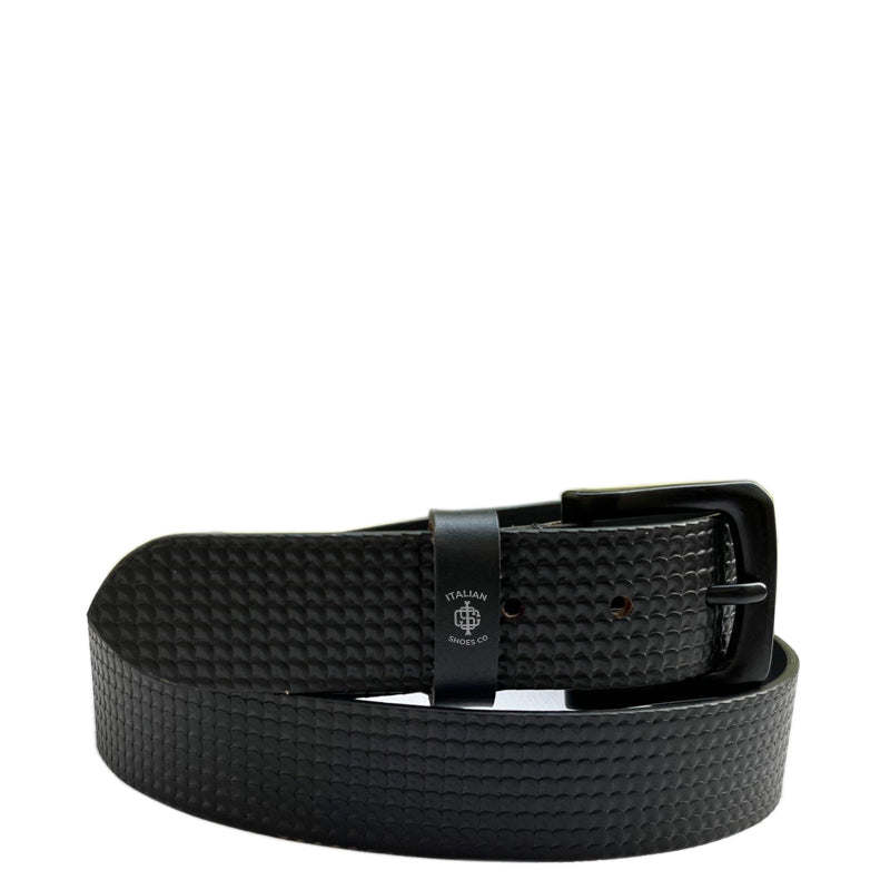 Strutturato Rilievo Black Leather Belt